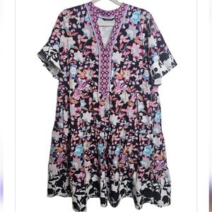 BloomChic Floral Midi Dress - Black and Multicolor